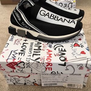 Dolce & Gabbana Black and White Slip-On Sneakers